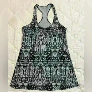 Lululemon Scoop Neck  Tank White Black Glacier Lace / Black Size small